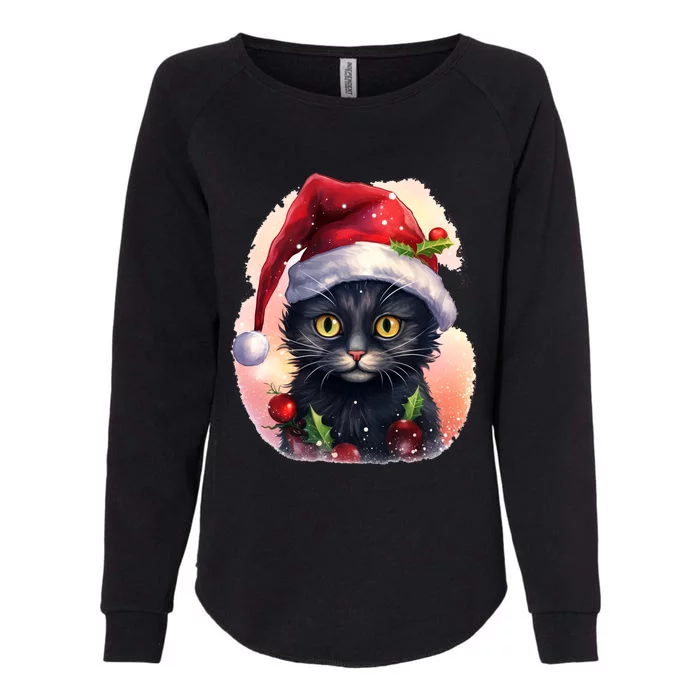 Cute Cat Christmas Black Cat Tree Lights Xmas Gift Womens California Wash Sweatshirt