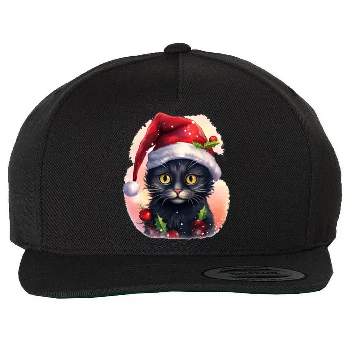 Cute Cat Christmas Black Cat Tree Lights Xmas Gift Wool Snapback Cap