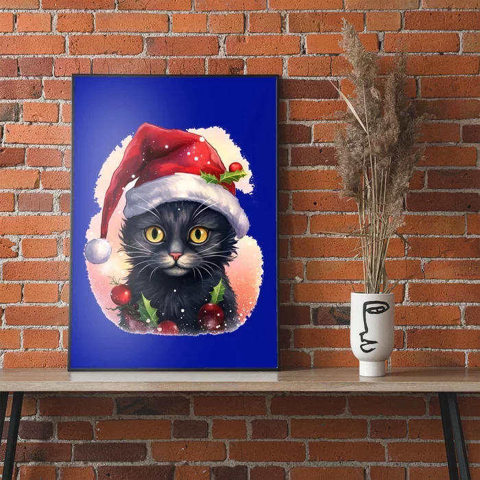 Cute Cat Christmas Black Cat Tree Lights Xmas Gift Poster