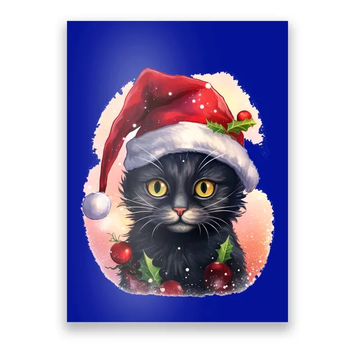 Cute Cat Christmas Black Cat Tree Lights Xmas Gift Poster