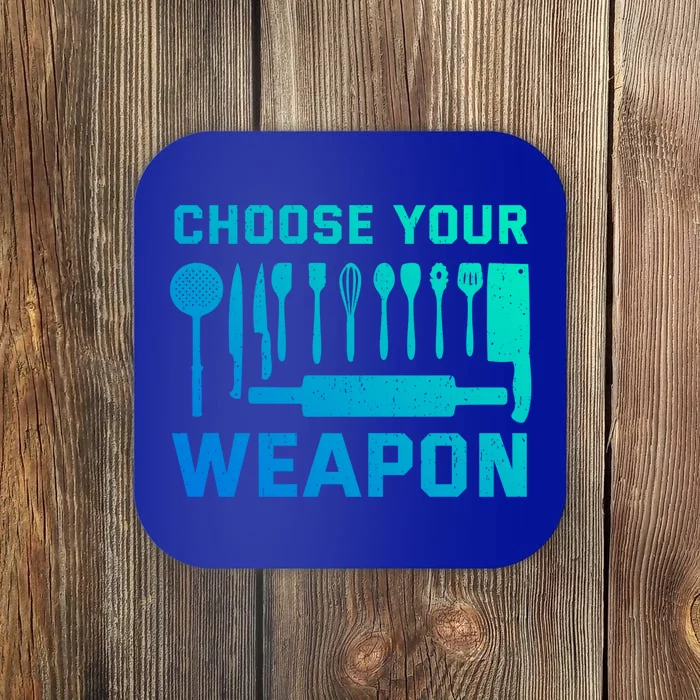 Chef Cook Cooking Choose Your Weapon Kitchen Knife Fork Gift Coaster