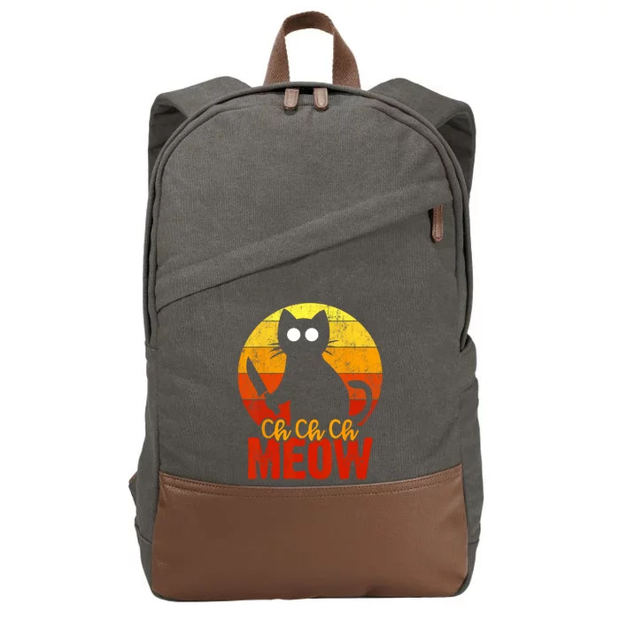 Ch Ch Ch Meow Scary Halloween Cat Horror Slasher Knife Cotton Canvas Backpack