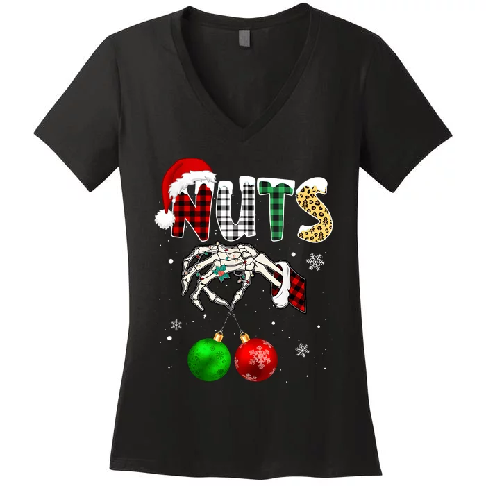 Chestnuts Christmas Chest Nuts Xmas Couple Matching Costume Women's V-Neck T-Shirt