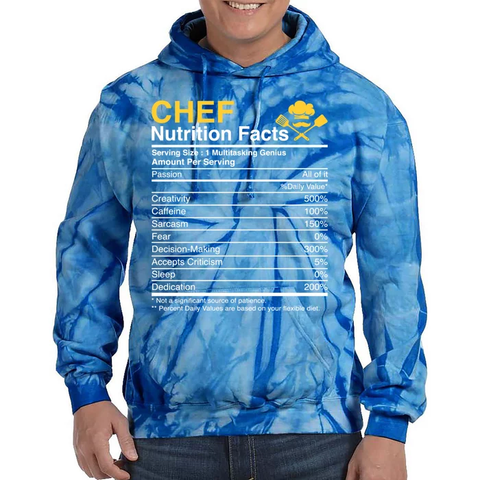 Chef Cook Culinary Cuisine Baker Nutrition Facts Sous Chef Gift Tie Dye Hoodie