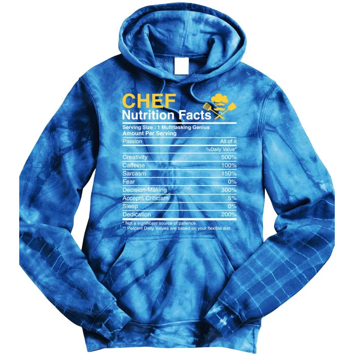 Chef Cook Culinary Cuisine Baker Nutrition Facts Sous Chef Gift Tie Dye Hoodie