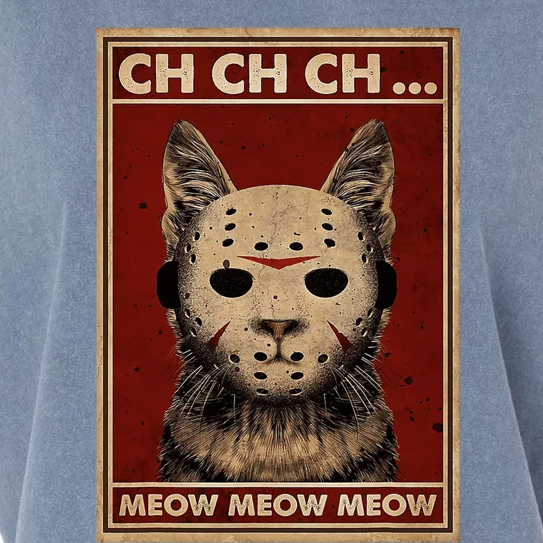 Ch Ch Ch Meow Meow Scary Halloween Cat Horror Slasher Movie Garment-Dyed Women's Muscle Tee