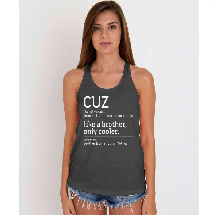 Cuz Cousin Cousins Matching Family Member Childhood Women's Knotted Racerback Tank