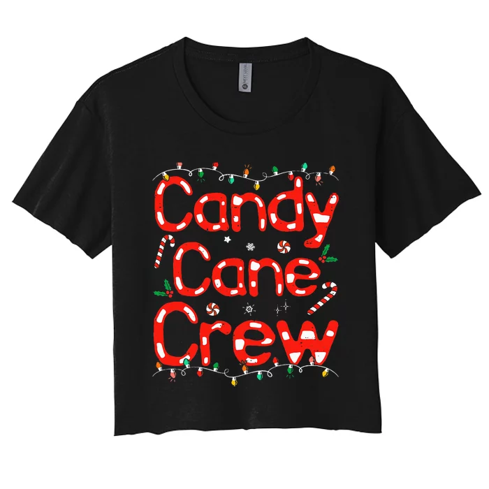 Candy Cane Crew Funny Christmas Candy Cane Lover Xmas Pajama Women's Crop Top Tee