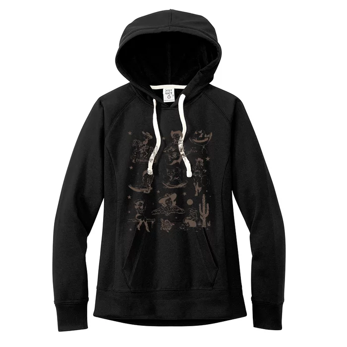 Cowgirl Collage Cowgirl Up Country Western Vintage Women's Fleece Hoodie