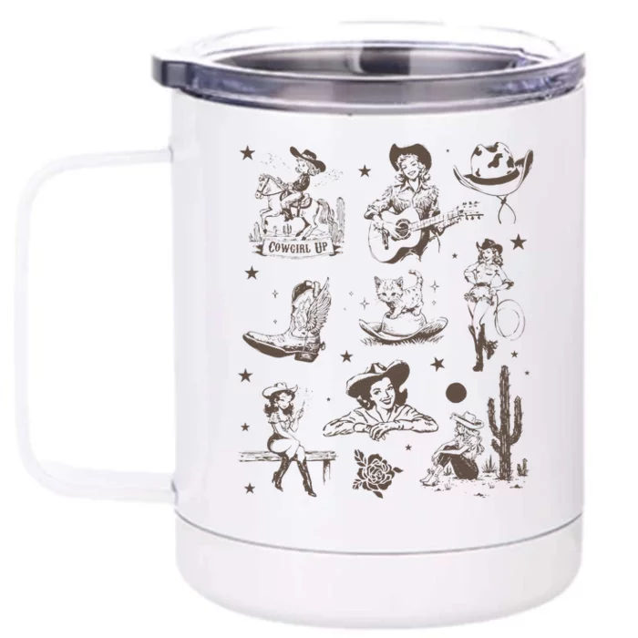 Cowgirl Collage Cowgirl Up Country Western Vintage Front & Back 12oz Stainless Steel Tumbler Cup