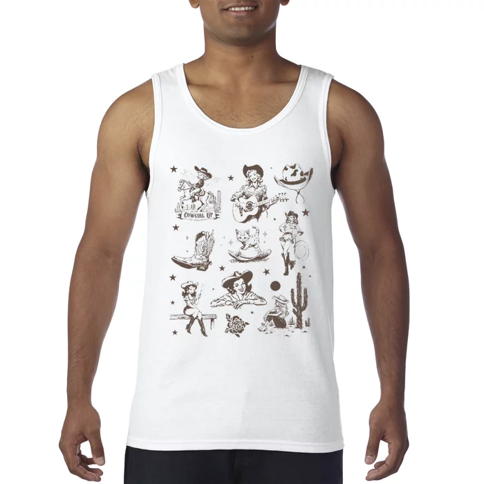 Cowgirl Collage Cowgirl Up Country Western Vintage Tank Top