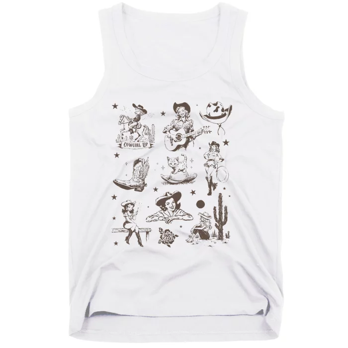 Cowgirl Collage Cowgirl Up Country Western Vintage Tank Top