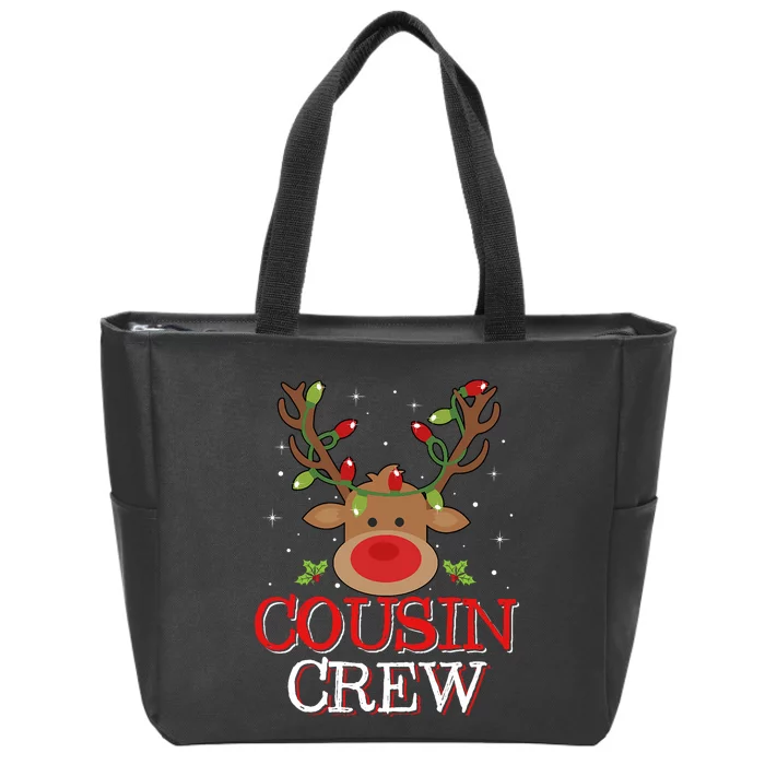 Christmas Cousin Crew Funny Reindeer Matching Pajama Zip Tote Bag