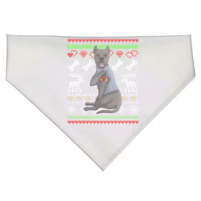 Cane Corso Dog Santa Claus Ugly Christmas Pattern Xgiftmas Gift USA-Made Doggie Bandana