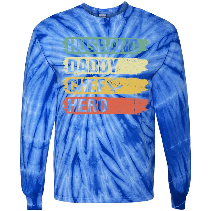 Chef Cook Dad Husband Daddy Hero Retro Fathers Day Meaningful Gift Tie-Dye Long Sleeve Shirt