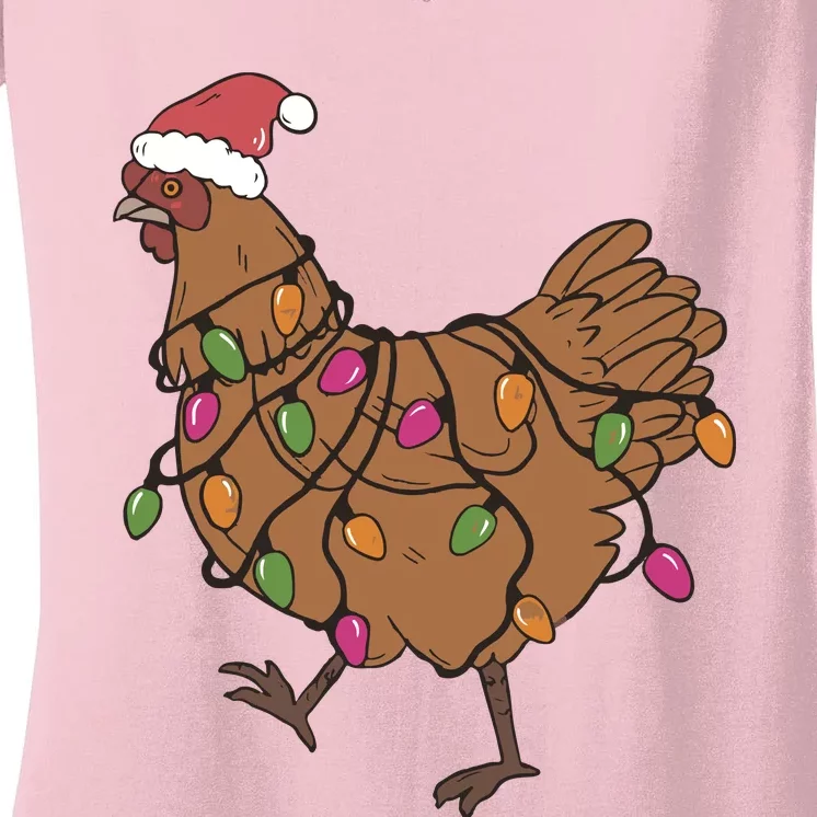 Christmas Chicken Dtf Transfer Ready To Press Direct To Film Hot Or Cold Peel Women's V-Neck T-Shirt