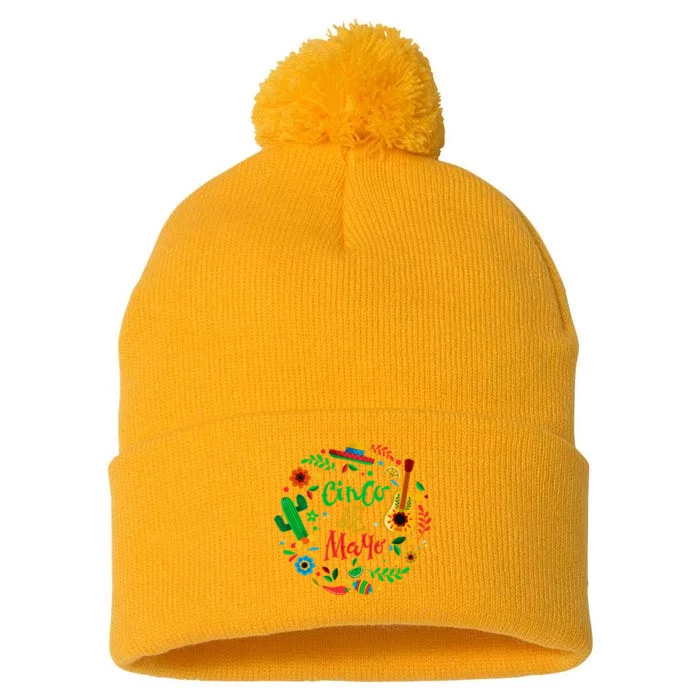 Celebrate Cinco De Mayo Pom Pom 12in Knit Beanie