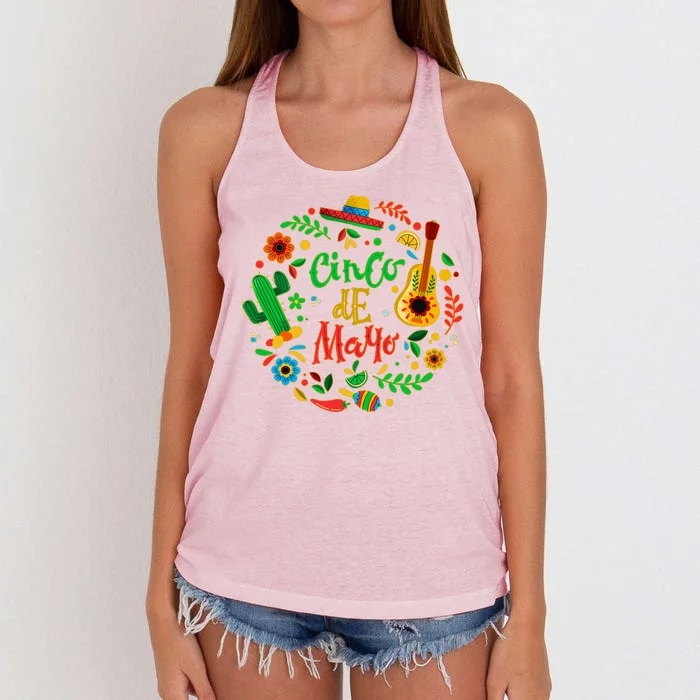 Celebrate Cinco De Mayo Women's Knotted Racerback Tank