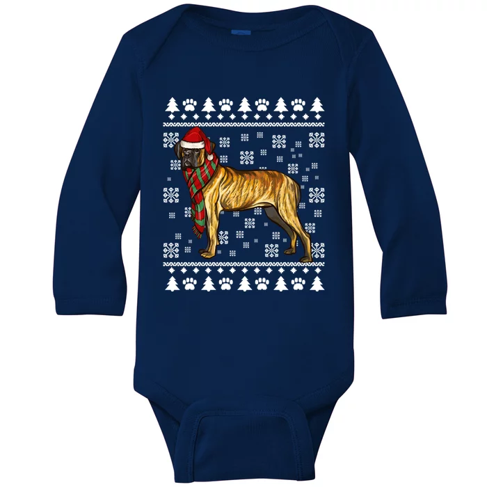 Cane Corso Dog Santa Hat Xmas Ugly Christmas Gift Baby Long Sleeve Bodysuit