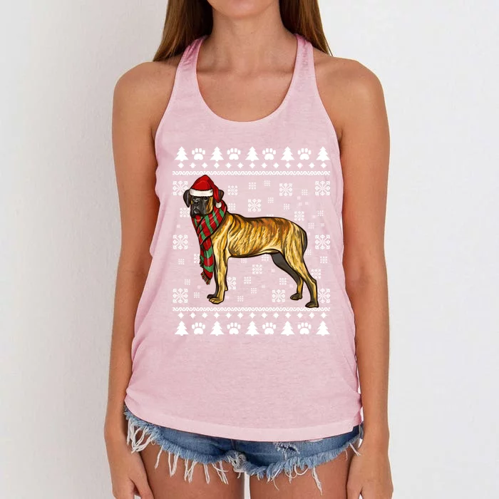 Cane Corso Dog Santa Hat Xmas Ugly Christmas Gift Women's Knotted Racerback Tank