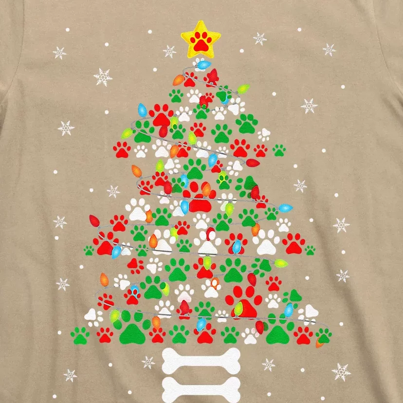 Christmas Cute Dog Paws Xmas Tree Funny Dog Puppy Owner T-Shirt