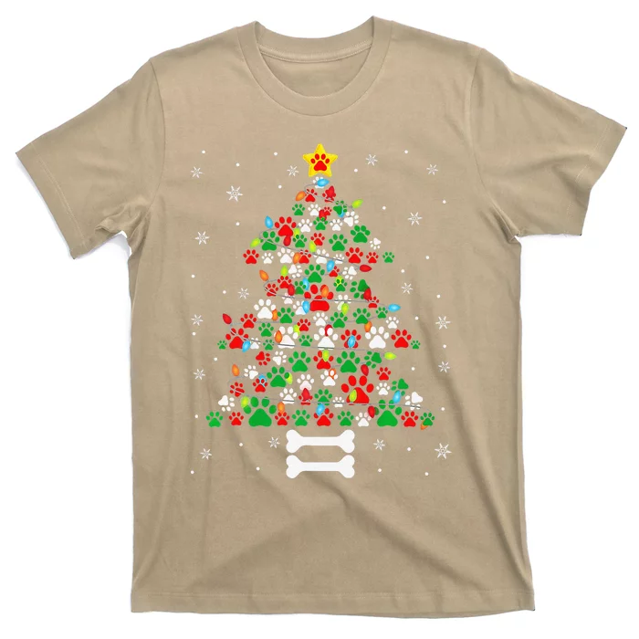 Christmas Cute Dog Paws Xmas Tree Funny Dog Puppy Owner T-Shirt