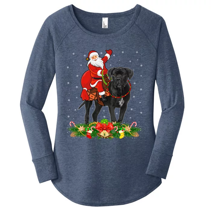 Cane Corso Dog Xmas Funny Santa Riding Cane Corso Christmas Gift Women's Perfect Tri Tunic Long Sleeve Shirt