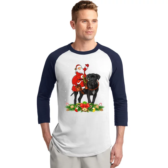 Cane Corso Dog Xmas Funny Santa Riding Cane Corso Christmas Gift Baseball Sleeve Shirt