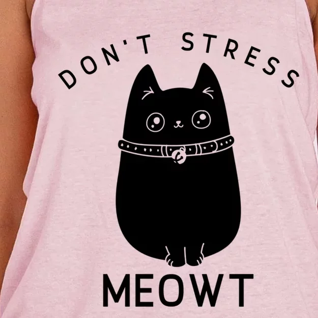 Cute Cat Don’t Stress Meowt Great Gift Women's Knotted Racerback Tank