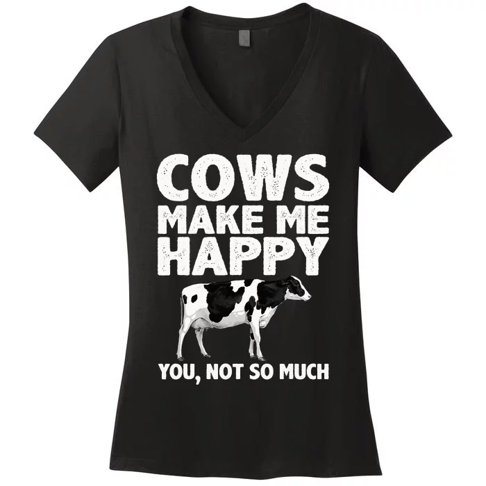 Cool Cow Design For Dairy Farmer Farming Women's V-Neck T-Shirt