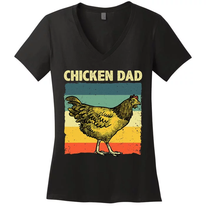 Cool Chicken Dad For Men Father Hen Chicken Farmer Whisperer Women's V-Neck T-Shirt