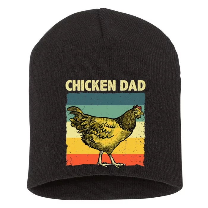 Cool Chicken Dad For Men Father Hen Chicken Farmer Whisperer Short Acrylic Beanie