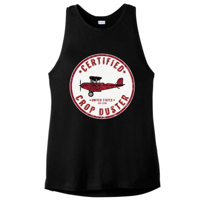 Certified Crop Duster Planes And Aerial Ladies Tri-Blend Wicking Tank