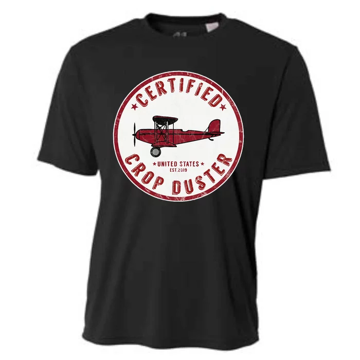 Certified Crop Duster Planes And Aerial Cooling Performance Crew T-Shirt