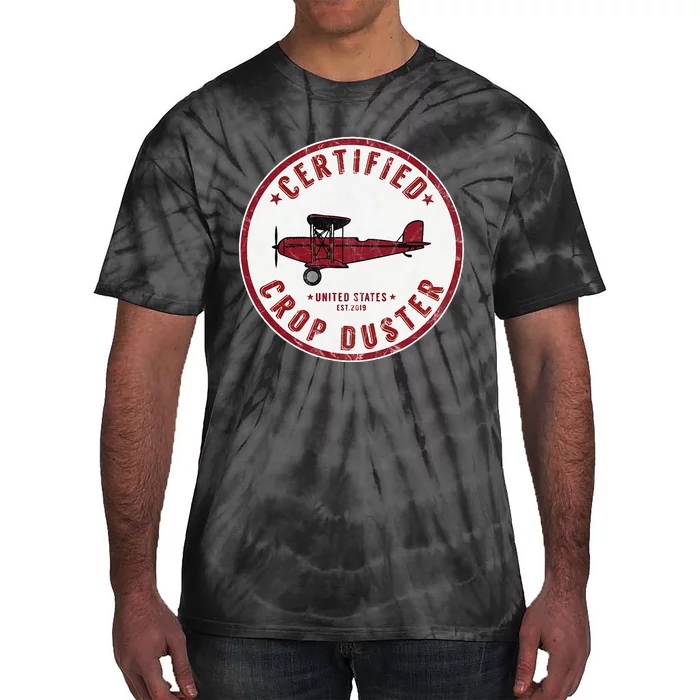 Certified Crop Duster Planes And Aerial Tie-Dye T-Shirt