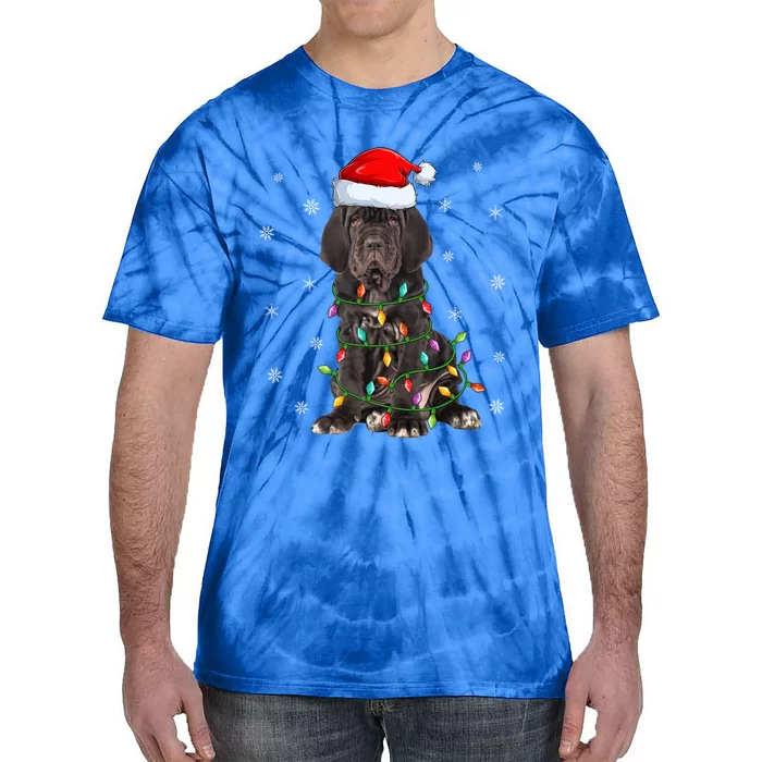 Cane Corso Dog Xmas Lighting Santa Hat Cane Corso Christmas Funny Gift Tie-Dye T-Shirt