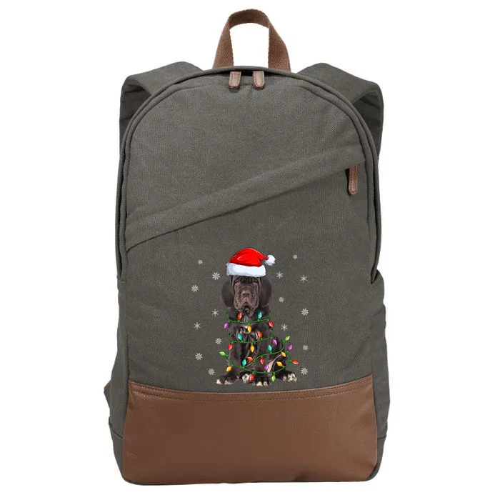 Cane Corso Dog Xmas Lighting Santa Hat Cane Corso Christmas Funny Gift Cotton Canvas Backpack