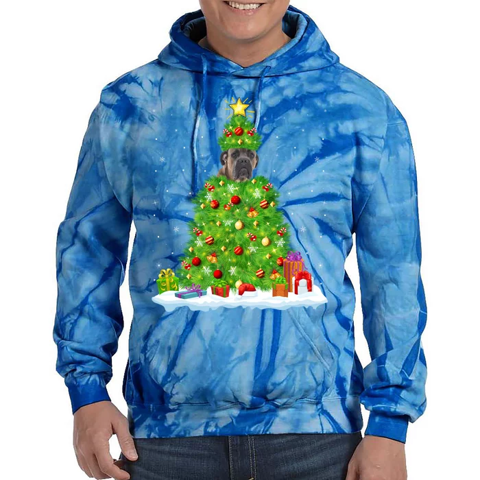 Cane Corso Dog Xmas Lighting Tree Funny Cane Corso Christmas Gift Tie Dye Hoodie