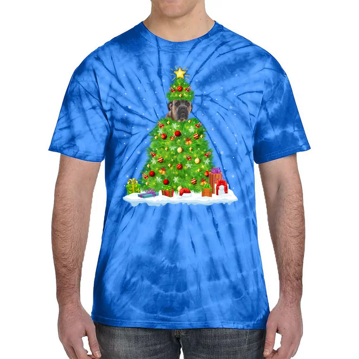 Cane Corso Dog Xmas Lighting Tree Funny Cane Corso Christmas Gift Tie-Dye T-Shirt