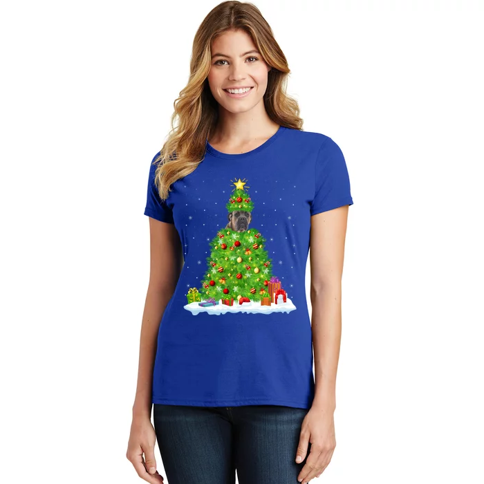 Cane Corso Dog Xmas Lighting Tree Funny Cane Corso Christmas Gift Women's T-Shirt