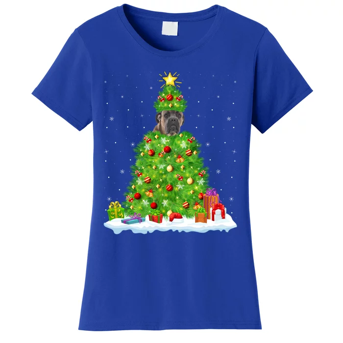 Cane Corso Dog Xmas Lighting Tree Funny Cane Corso Christmas Gift Women's T-Shirt