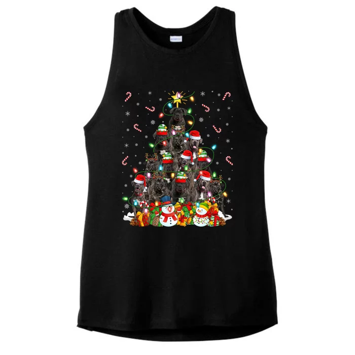 Cane Corso Dog Xmas Lighting Tree Santa Cane Corso Christmas Gift Ladies Tri-Blend Wicking Tank