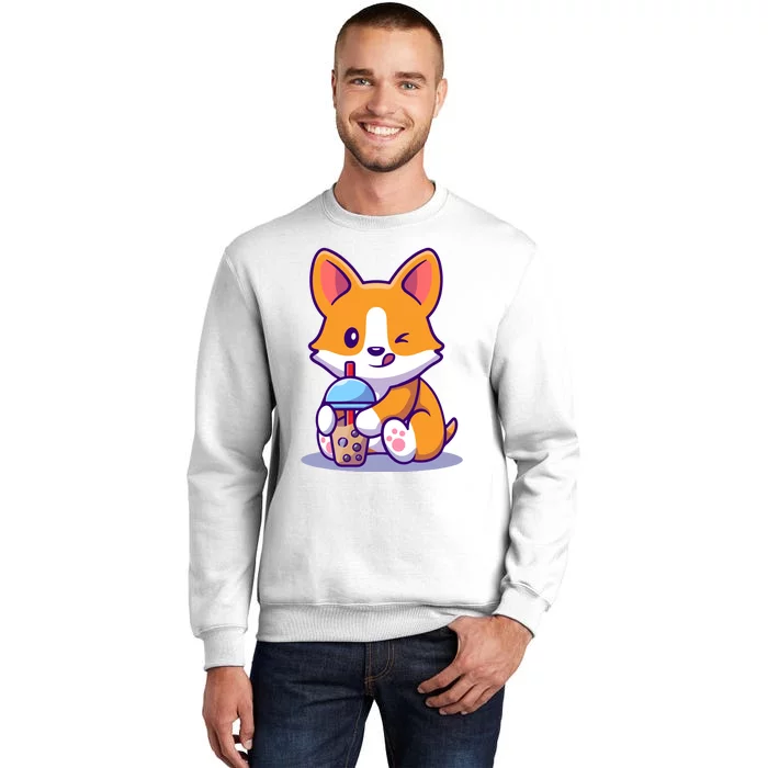 Cute Corgi Drink Milk Tea Boba Sweatshirt