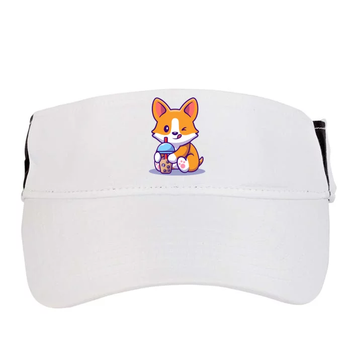 Cute Corgi Drink Milk Tea Boba Adult Drive Performance Visor