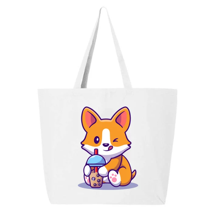 Cute Corgi Drink Milk Tea Boba 25L Jumbo Tote