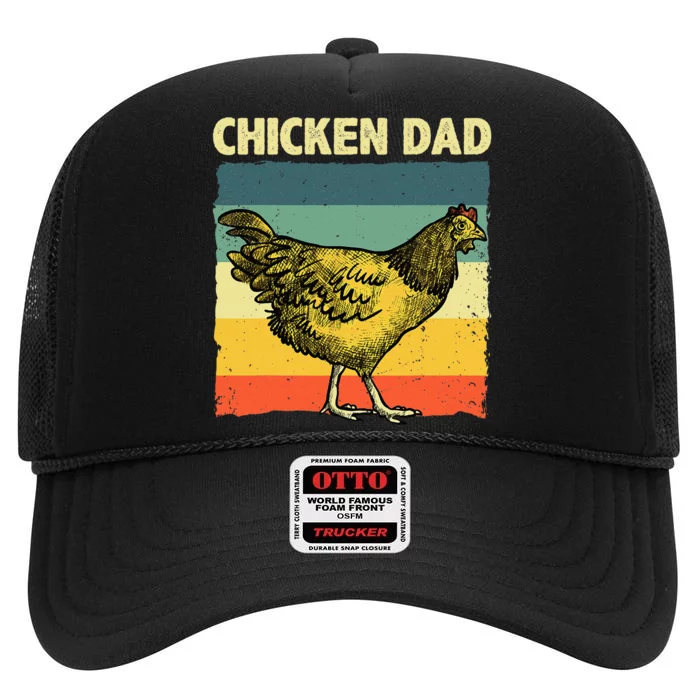 Cool Chicken Dad For Men Father Hen Chicken Farmer Whisperer High Crown Mesh Trucker Hat