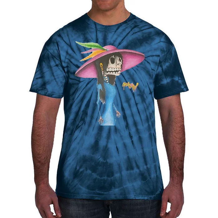 Calavera Catrina Dapper Skeleton Art Tie-Dye T-Shirt