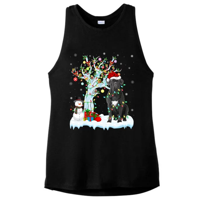 Cane Corso Dog Xmas Tree Lighting Santa Cane Corso Christmas Gift Ladies Tri-Blend Wicking Tank