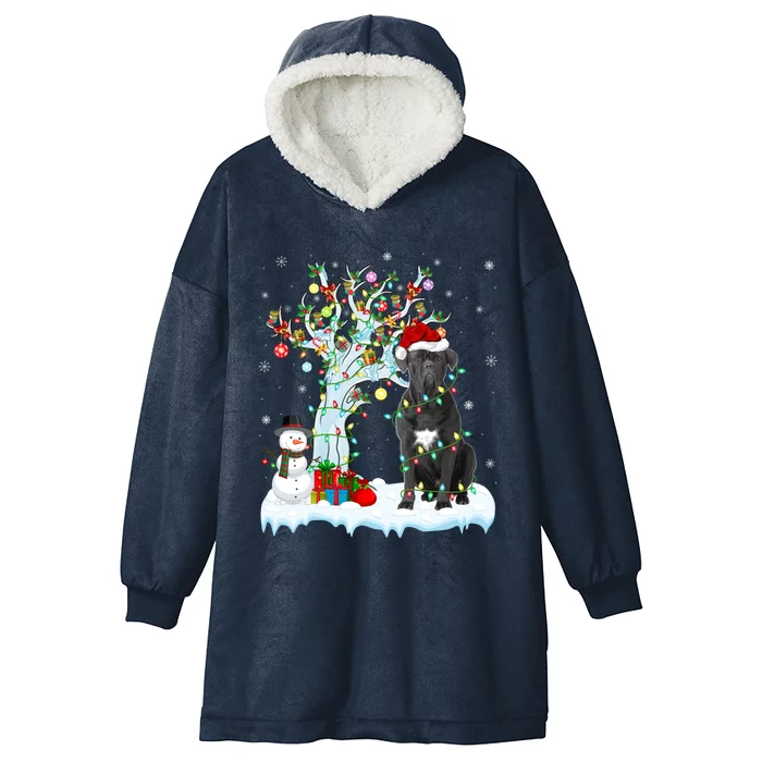 Cane Corso Dog Xmas Tree Lighting Santa Cane Corso Christmas Gift Hooded Wearable Blanket