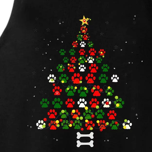 Christmas Cute Dog Paws Xmas Tree Funny Dog Puppy Owner Ladies Tri-Blend Wicking Tank